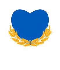 Blue heart framed with golden ears.