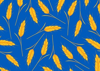 Wheat ears on a blue background.