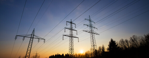 a high voltage road evening sky panorama