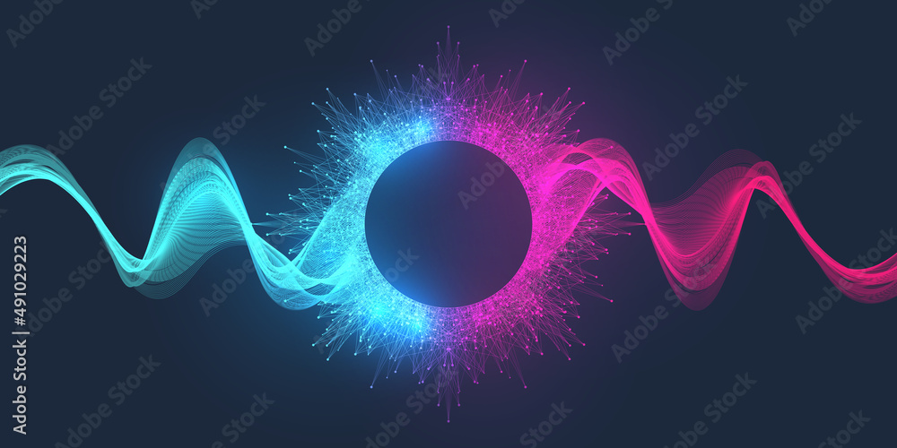 Aufkleber blockchain transfer satellite future communications illustration. abstract technology cloud world. g