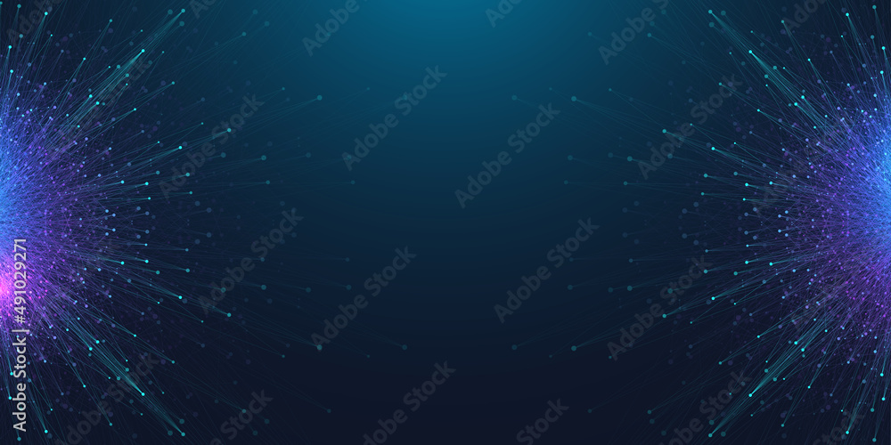 Poster blockchain transfer satellite future communications illustration. abstract technology cloud world. g