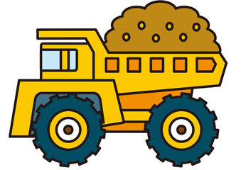 ダンプカー,トラック,ダンプ,乗り物,車,大型車,重機,自動車,作業車,大型自動車,工事,車両,働く車,土,土砂,運搬,フリーカット,カット,重ダンプ,砂,工事用車,工事車両
