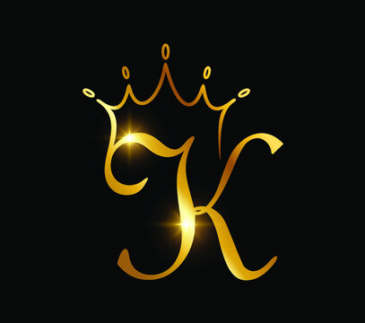 Golden Crown Monogram Logo Initial Letter K