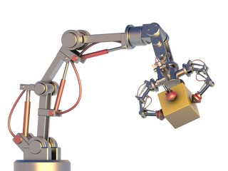 hydraulischer Greifarm mit Paket
