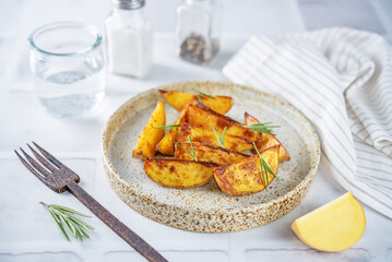 Roasted rosemary potato in a plate