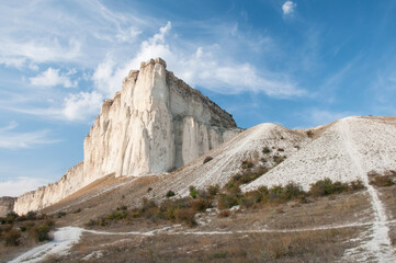 White or Ak-Kaya mountain in Crimea at sunset, Russian Federation