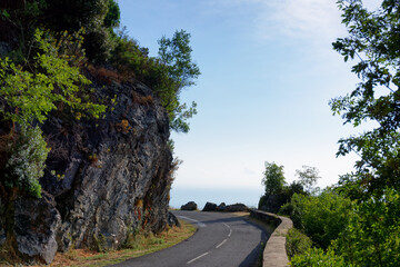 Coastal road in Costa verde mountain. Corsica island
