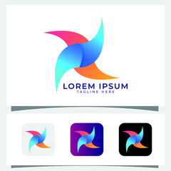 Modern letter X colorful logo mark design template