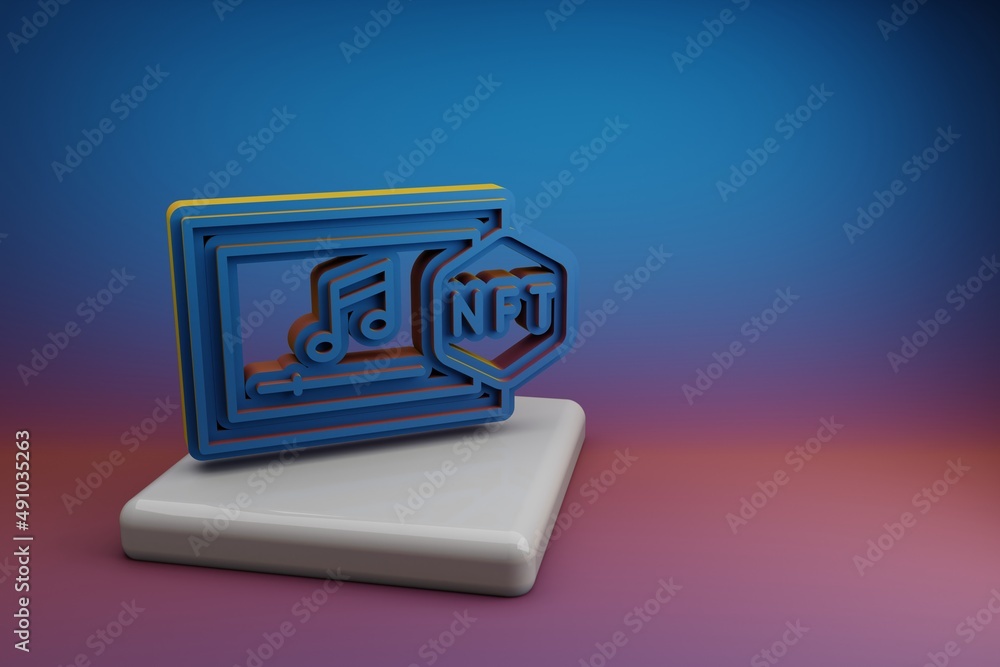 Aufkleber wonderful nft music icons. beautiful nft symbol icons on a ceramic stand and bright colored backgrou