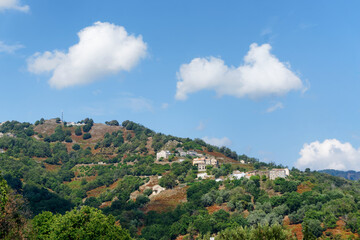 Fototapeta na wymiar San-Giovanni-di-Moriani village in Costa Verde mountain. Corsica mountain 