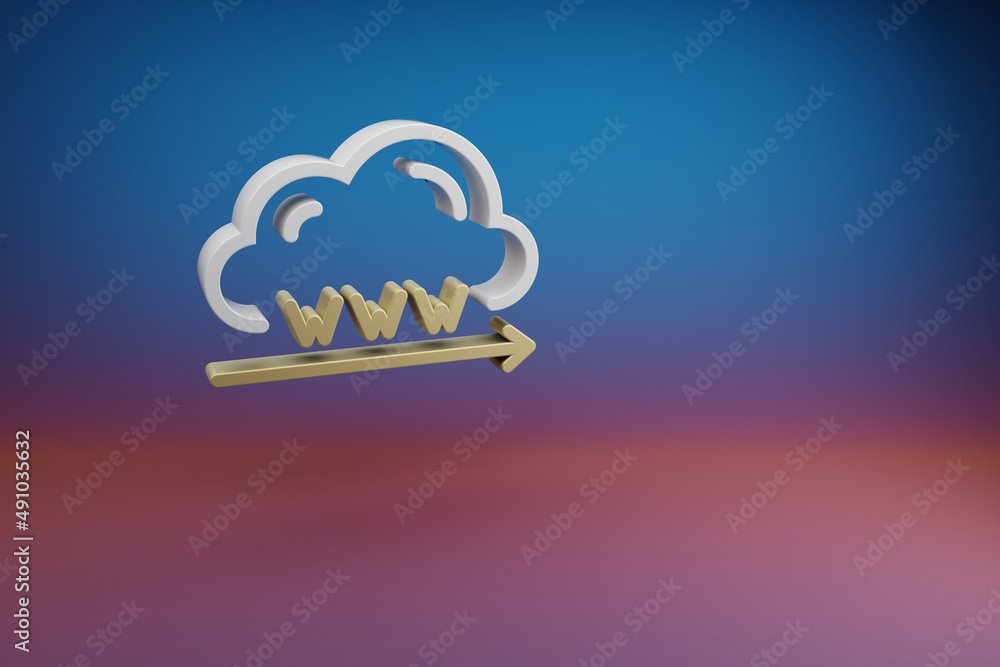 Fototapete Beautiful Cloud Domain Name symbol icon on a bright colored background. 3d rendering illustration. Background pattern for design. Web Hosting..