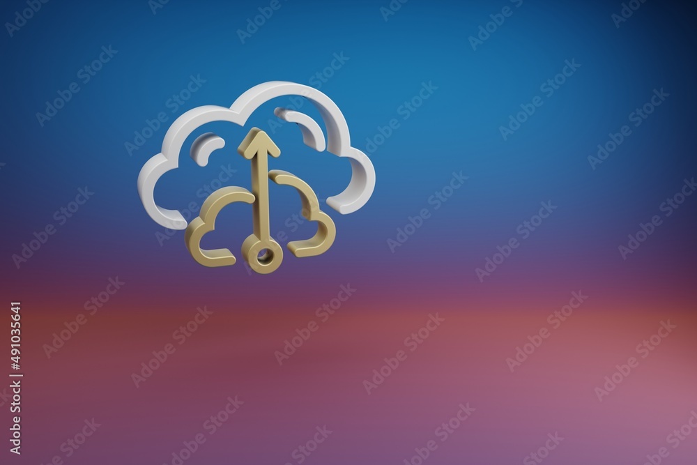 Fototapete Beautiful Cloud Database Server symbol icon on a bright colored background. 3d rendering illustration. Background pattern for design. Web Hosting..
