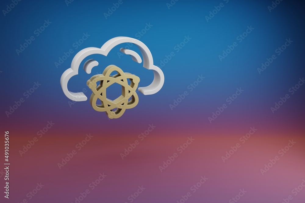 Fototapete beautiful cloud database quantum server symbol icon on a bright colored background. 3d rendering ill
