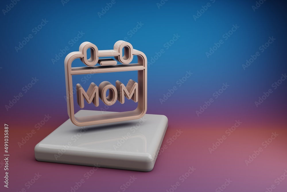 Aufkleber wonderful calendar with word mom icons. mothers day symbol icons on a ceramic stand and bright color