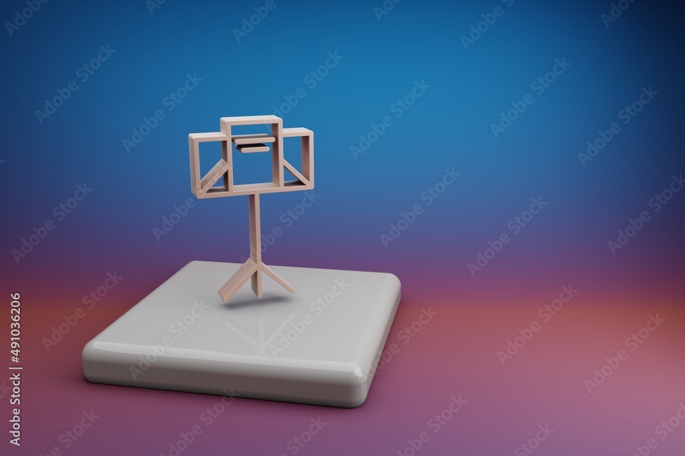 Poster wonderful music stand. beautiful music symbol icons on a ceramic stand and bright colored background