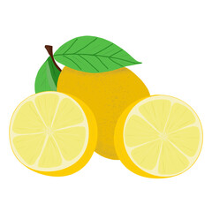 illustration lemon fruit yellow vitamins healthy food. Raster drawing..