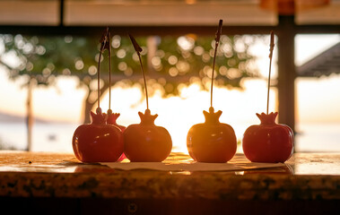 Red ceramic pomegranates, symbol of Turkey