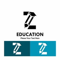 Letter z with pencil and hat graduation logo template illustration. suiatble for education. you can change the color. recommended colors according to the below