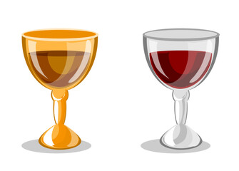 Vector drawing with two glasses of red wine