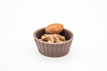 One chocolate candy with filling