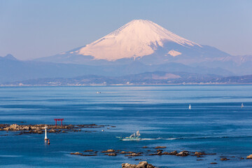 葉山アジサイ公園から真名瀬海岸と富士山を俯瞰