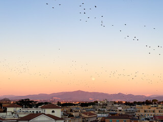 Moonrise over Rome, Italy