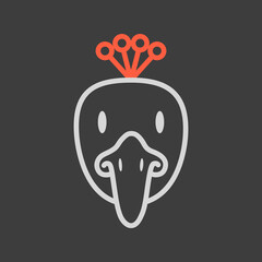 Peacock icon. Animal head vector