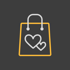 Gist bag with heart vector icon