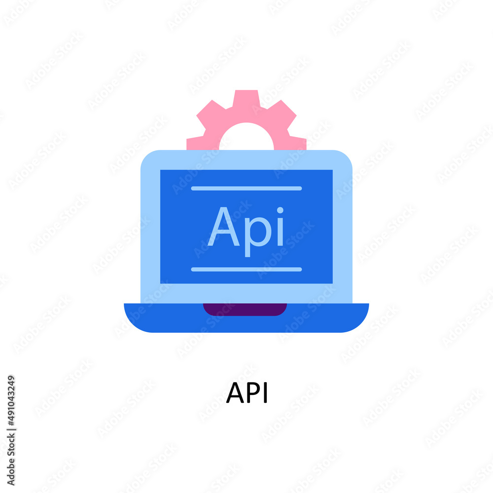 Poster api vector flat icon design illustration. fintech symbol on white background eps 10 file