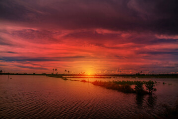 Sunset at backwaters landscape photography, Kerala backwaters landscape photography, Kerala backwaters photography during day time Kadamakkudy Kerala