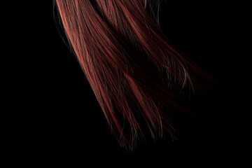 Mahogany color hair isolated in black