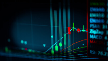 Candlestick graph chart of stock and forex market to represent the revenue growth. the stock market crashed from covid19 and war, and waiting for reverse trend to investing in growth stocks.