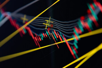 Candlestick graph chart of stock and forex market to represent the revenue growth. the stock market crashed from covid19 and war, and waiting for reverse trend to investing in growth stocks.
