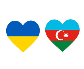 Ukraine And Azerbaijan Flags National Europe Emblem Heart Icons Vector Illustration Abstract Design Element