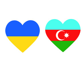 Ukraine And Azerbaijan Flags National Europe Emblem Heart Icons Vector Illustration Abstract Design Element
