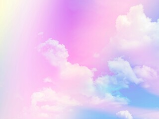 beauty sweet pastel purple blue  colorful with fluffy clouds on sky. multi color rainbow image. abstract fantasy growing lights