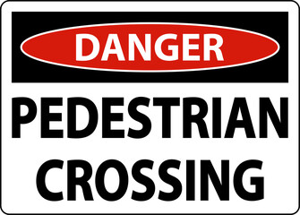 Danger Pedestrian Crossing Sign On White Background