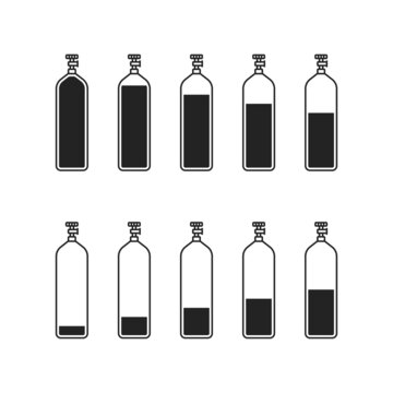 set of gas cylinder with different levels