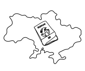 Map of Ukraine as line drawing on white background