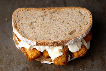 rustic golden english fish fingers sandwich