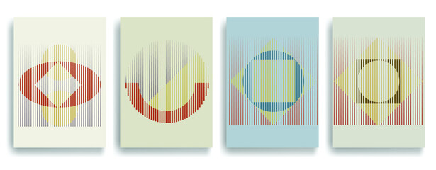 Art composition with lines .Modern art design .Neutral color stripes .Transition speed lines .Bauhaus art style .Geometric shape. Wall art .