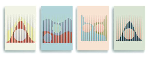 Art composition with lines .Modern art design .Neutral color stripes .Transition speed lines .Bauhaus art style .Geometric shape. Wall art .