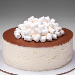 Homemade soufflé cake with marshmallow