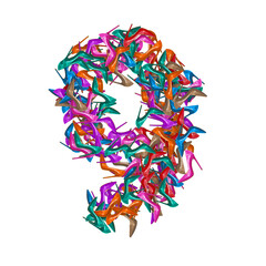 set of numbers made of high heel shoes, woman footwear, nine