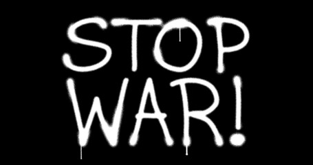 Stop war spray painted inscription isolated 3d illustration
