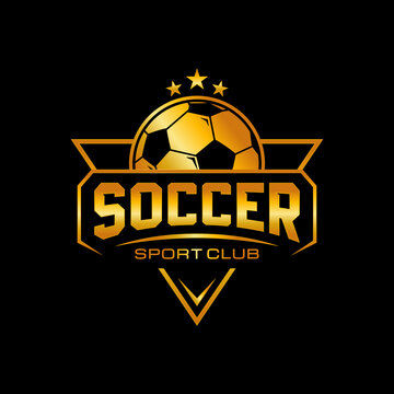 Soccer club emblem. Football badge shield logo, soccer ball team game club elements, Vector Logo Illustration Fit to championship or team
