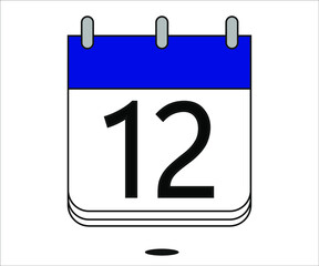 day 12 blue calendar icon with white background