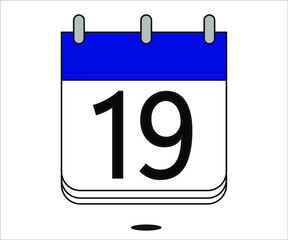 day 19 blue calendar icon with white background