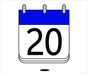 day 20 blue calendar icon with white background