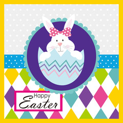 Obraz na płótnie Canvas easter card with bunny in the eggshell